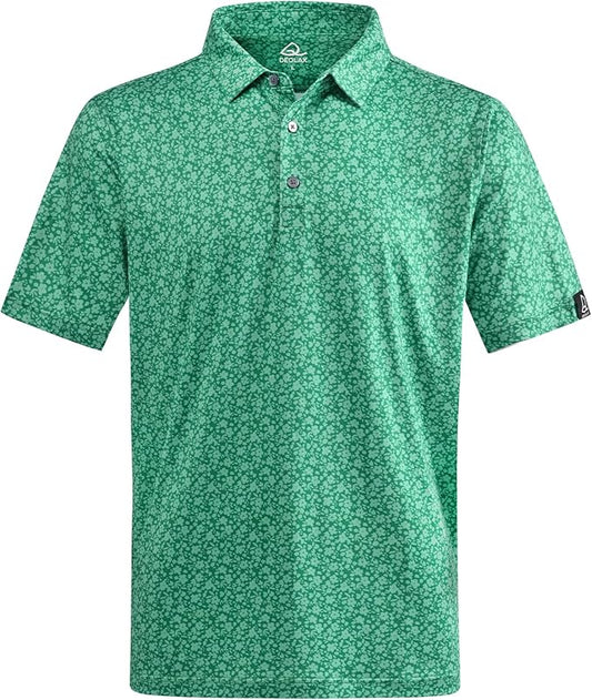DEOLAX Mens Polo Shirts Fashion Print Mens Golf Shirt Dry Fit Mens Golf Polo Short Sleeve Quick Dry Funny Golf Shirt for Men