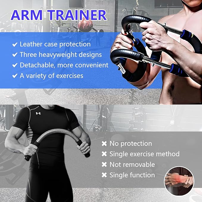 Arm Trainer, Twist arm Trainer Adjustable 30-50 Pound Training Equipment, Forearm Strength Trainer with Chest, Biceps, Triceps, and Shoulder Exercise Equipment. Portable and Detachable Design.
