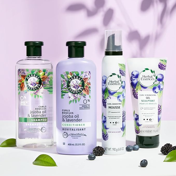 Herbal Essences Curl Boosting Mousse, Frizz Control for Curly & Wavy Hair, Long-Lasting Hold with Berry Scent, Paraben & Dye-Free, Cruelty-Free, 6.8 Fl Oz Each, 3 Pack