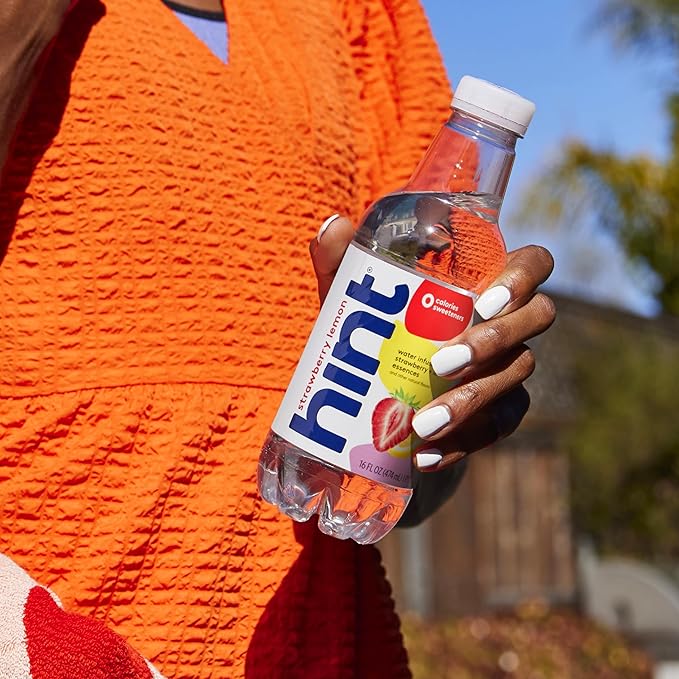 Hint Water Strawberry Lemon, Pure Water Infused with Strawberry and Lemon, Zero Sugar, Zero Calories, Zero Sweeteners, Zero Preservatives, Zero Artificial Flavors,16 Ounce Bottles, (Pack of 12)