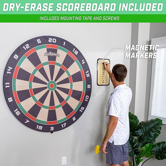 GoSports Giant 3 ft or 4 ft Cork Dartboards - Includes 12 Giant Darts and Scoreboard - New Fun Twist on Darts