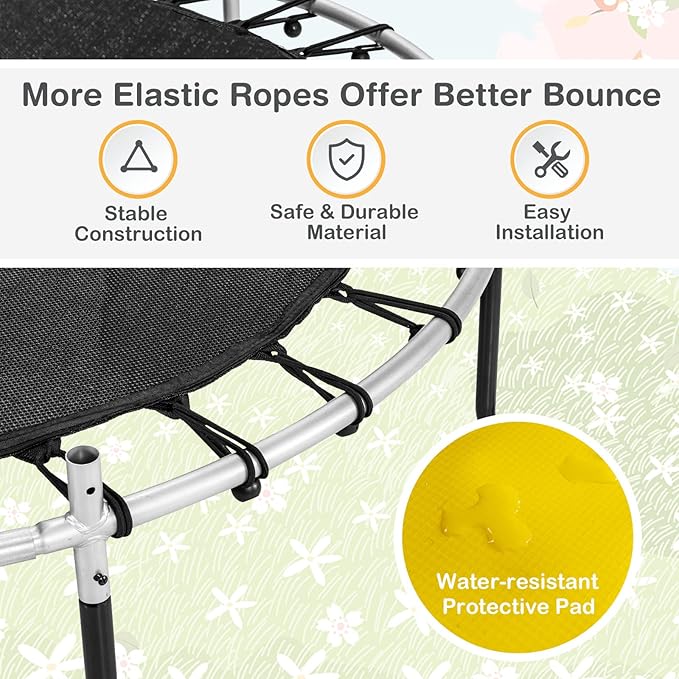 GYMAX Toddler Trampoline, 55” Trampoline for Kids with Bottom-to-Top All-Round Enclosure Net & Seamless Jumping Mat, ASTM Approved Easy Assembly Kids Mini Trampolines Indoor/Outdoor