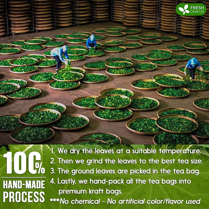 FreshDrinkUS, Premium 40 Papaya Leaf Tea Bags, 100% Natural & Pure. Loose Leaf Papaya Herbal Tea. Made with Natural Material Tea Bags. No Sugar, No Caffeine, No Gluten, Vegan.