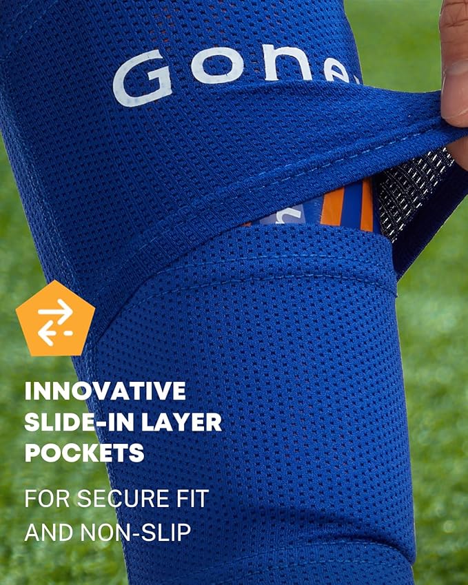 Gonex Soccer Shin Guards for Kids Adult, Youth Boys Girls Shin Guards Slip in Soccer Shin Pad Sleeves Canilleras for Football Games, EVA Cushion Protection Reduce Shocks & Injuries
