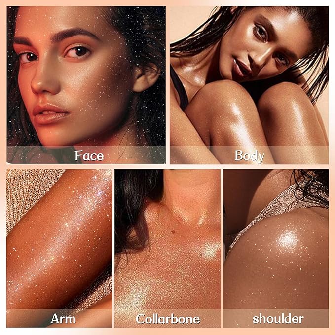 Glitter Spray for Hair and Body, Glitter Body Spray, Quick-Drying Waterproofing Body Shimmer Suitable for Festival Rave (Gold, 2.6 fl oz)