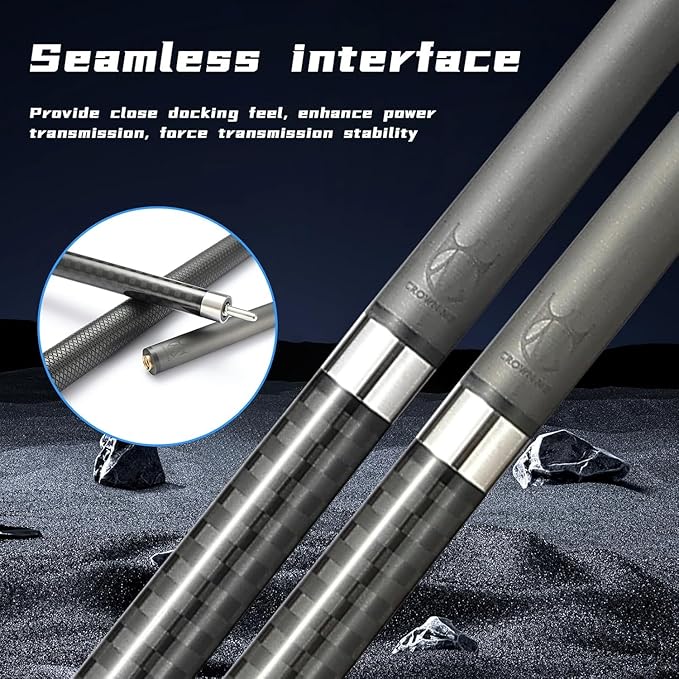 CROWN ME Carbon Fiber Pool Cue Stick 12.5mm Tip Billiard Carbon Fiber cue, Weight 20OZ Cue Stick, 58" Pool Table Sticks