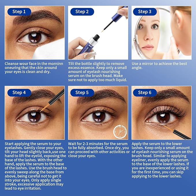 Eyelash Serum,Natural Lash Serum Eyelash Growth Serum,3 ML Lash Serum for Eyelash Growth,Boost Lash Enhancing Serum for Natural Longer, Fuller,and Thicker Lashes (Dark Blue)