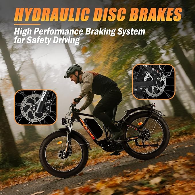 Electric Bike for Adults, 5000W Peak Dual Motor Ebike, 60V 26AH Long Range Dirtbike, 26" Fat Tires for All Terrain Electric-Bicycle, 45MPH-Hunting-Ebike for Off-Road Snow Sand