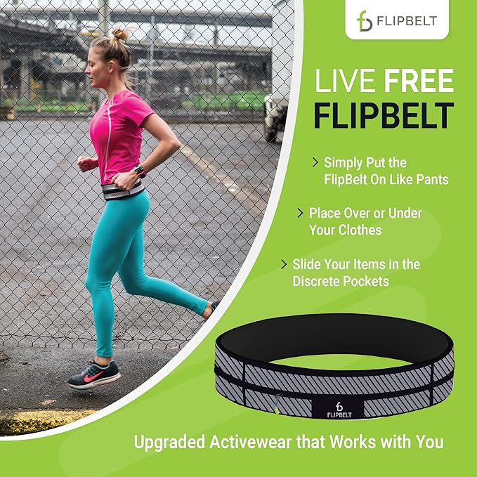 FlipBelt Zipper Running Belt, Waist Pack for Fitness and Running, US Company