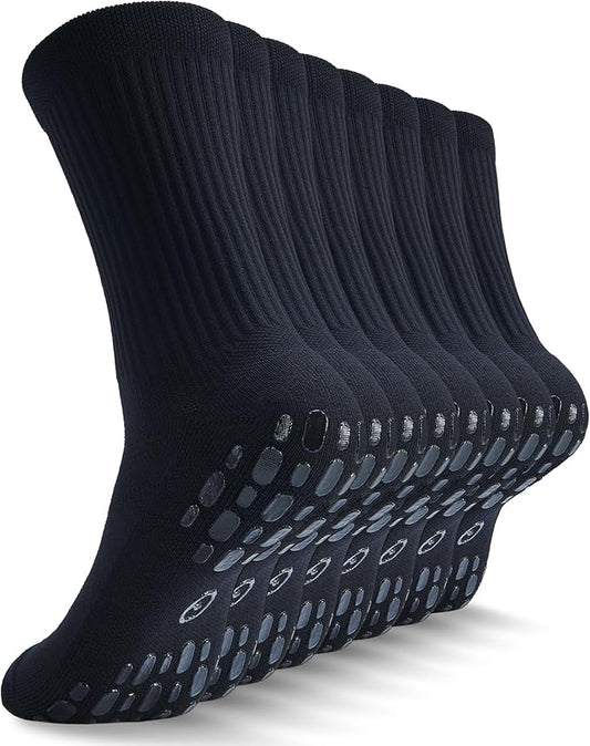 CWVLC Grip Socks Soccer - Cushioned Non-Slip Grippy for Men & Women Athletic - Barre Hospital Sticky Slipper Socks