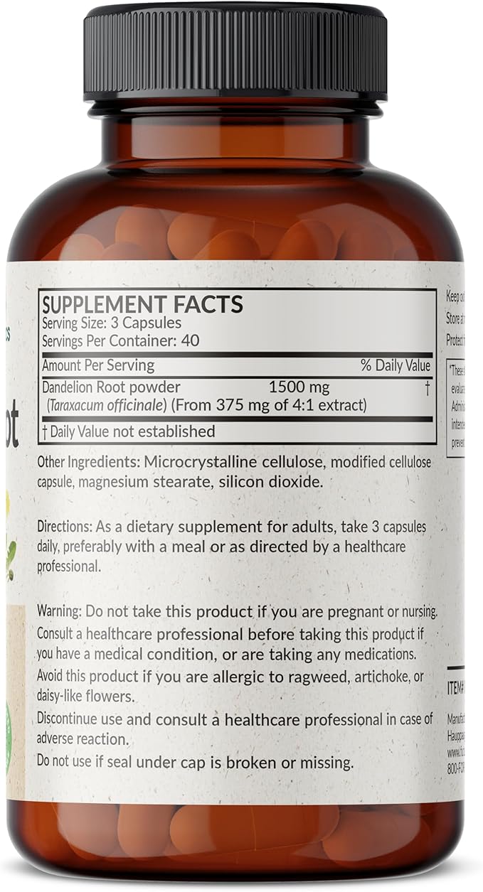 Futurebiotics Dandelion Root 1500 MG per Serving Traditional Diuretic Herb, Non-GMO, 120 Vegetarian Capsules