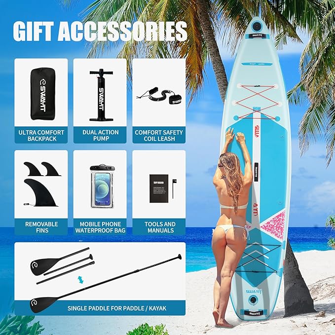 Inflatable Stand Up Paddle Board – Durable SUP for Adults & Youth,33" Wide Blow Up Paddle Board with Paddle, Pump, Backpack,Leash – All Around Stable for All Skill Levels, Carries up to 450 lbs