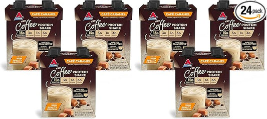 AtkinsCafé Caramel Iced Coffee Protein Shake, 15g Protein, Low Glycemic, 3g Net Carb, 1g Sugar, Keto Friendly (Pack of 2)