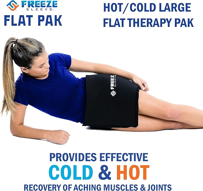 FreezeSleeve Flat Pak | 12" x 17" Extra Large Reusable Gel Ice Pack for Hot and Cold Therapy | Soft Flexible Cooling Pad for Back Hip Leg Injuries and Pain Relief | Cold Compress for Injury Recovery