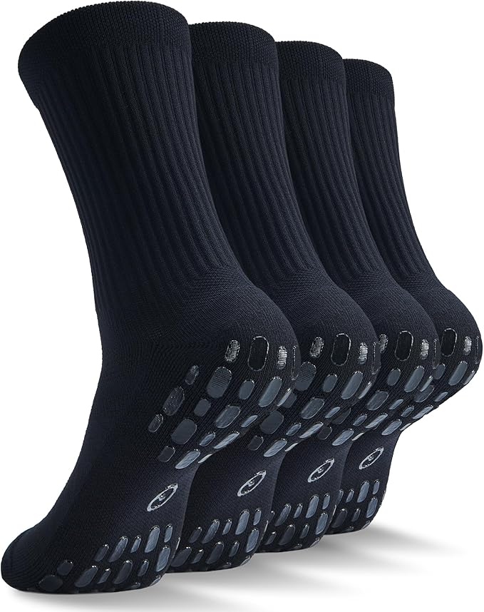 CWVLC Grip Socks Soccer - Cushioned Non-Slip Grippy for Men & Women Athletic - Barre Hospital Sticky Slipper Socks