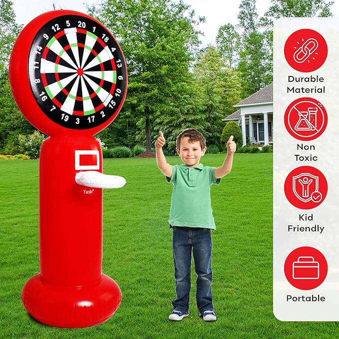 Inflatable Dart Board with Pump,5.6FT Inflatable Games Set with Basketball Hoop Feature,Dart Boards for Adults Kids,Fun Toss Games for Indoor,Outdoor,Backyard&Party Favor