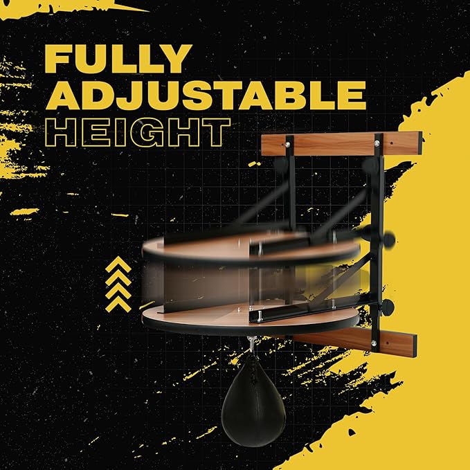 Houseables Speed Bag, Speed Bags for Boxing, Speedbag, Speedbag Platform, Punching Ball, Wall Mount Stand, Adjustable Height, Training Equipment, Wall Mounted Kit, Swivel Ball, Home, Gym, Professional