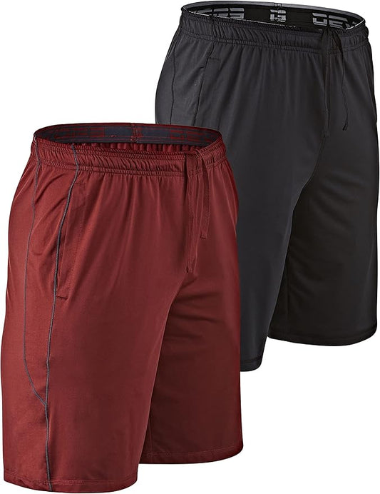 DEVOPS Men's 2-Pack Loose-Fit 10" Workout Gym Shorts with Pockets