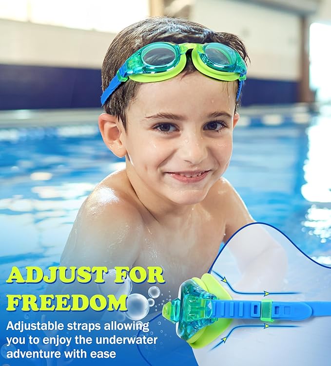 Aegend 2 Pack Kids Goggles, Swimming Goggles for Kids Age 4-16 Boys and Girls Youth, Anti-Fog Waterproof Anti-UV Pool Goggles