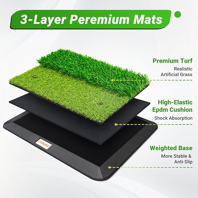 Dual-Turf Portable Golf Training Equipment - Fairway & Rough Turf Golf Mat, Golf Hitting Mat, Golf Practice Mats with Turf for Chipping & Swing Practice - Ideal Golf Practice Mat for Home and Backyard