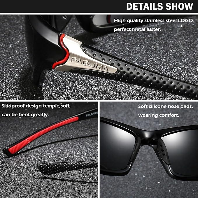 FAGUMA Sports Polarized Sunglasses For Men Cycling Driving Fishing UV400 Protection