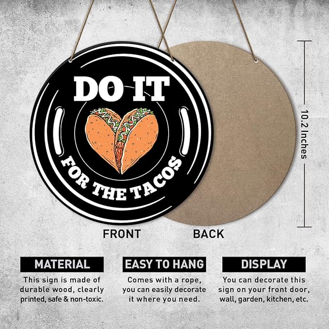 Gym Sign Decor, Home Gym Sign, Workout Room Fitness Room Decor Gym Sign Decoration, Gym Gift for Trainer Exercise Lover, Do It for The Tacos