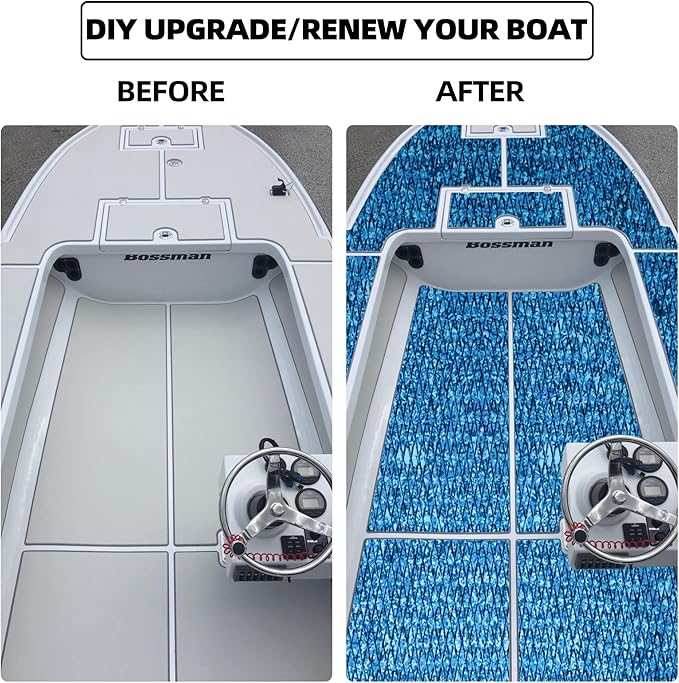 FOCEAN Boat Flooring EVA Foam Boat Decking Faux Teak Marine Flooring Boat Mat Boat Carpet Sheet for Motorboat RV Yacht Kayak Surfboard, 94.5"x 47.2"/35.4"/23.6"/15.7"