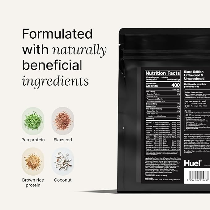 Huel Black Edition | Salted Caramel 40g Vegan Protein Powder | Nutritionally Complete Meal | 27 Vitamins and Minerals, Gluten Free | 17 Servings | Scoop not included to reduce plastic