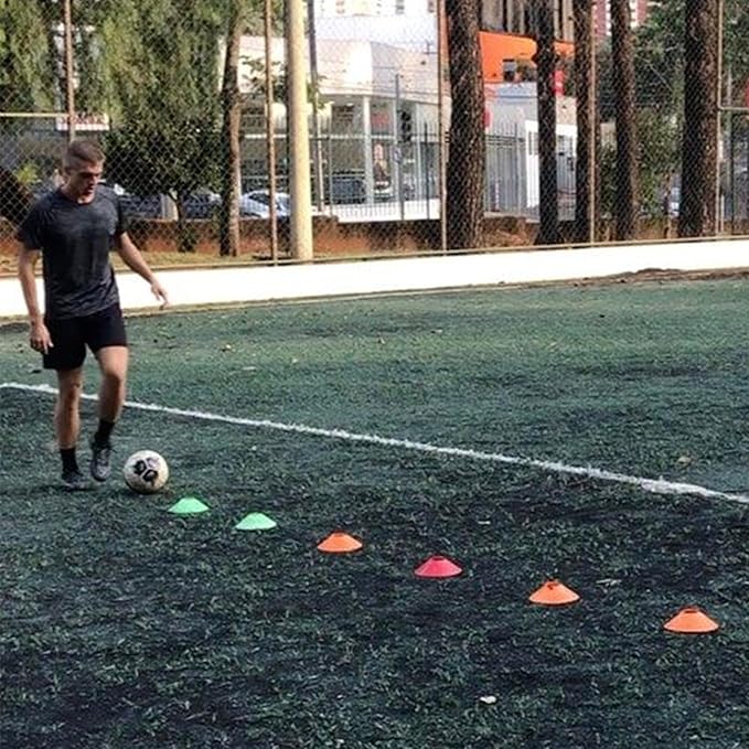 Disc Cones for Sports Training, 25/50 Pack Agility Soccer Cones with Carry Bag and Holder, Soccer, Football, Basketball, Coaching, Practice Equipment, 5 Color