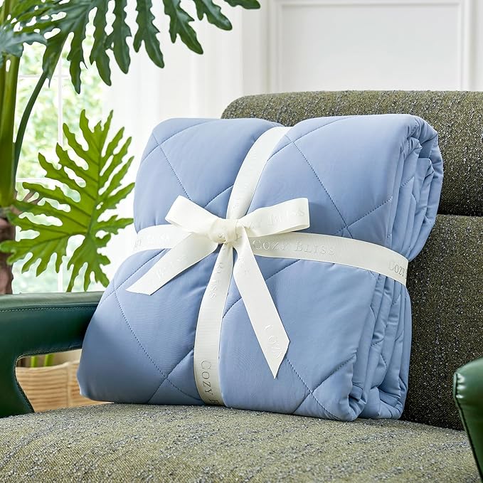 Cozy Bliss Cooling Throw Blanket for Hot Sleepers, Q-Max 0.4 Cooling Comfort 50x70, Cold Blankets for Night Sweats Sleeping, Ultra-Cool Lightweight Breathable Summer Blanket for Bed Travel