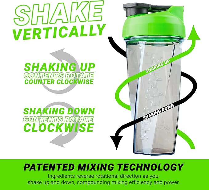 HELIMIX 2.0 Vortex Blender Shaker Bottle Holds upto 28oz | No Blending Ball or Whisk | USA Made | Portable Pre Workout Whey Protein Drink Shaker Cup | Mixes Cocktails Smoothies Shakes | Top Rack Safe