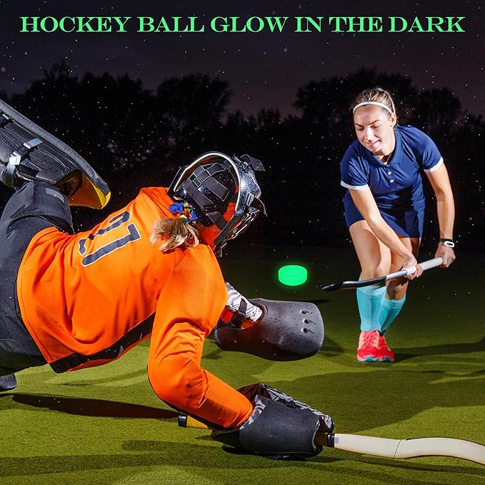 Elcoho Ice Hockey Puck, Glow in The Dark Party Pucks, Green Floor Puck Bulk with Drawstring Bag for Youth Adults Outdoor Indoor Sports Games Practicing & Training