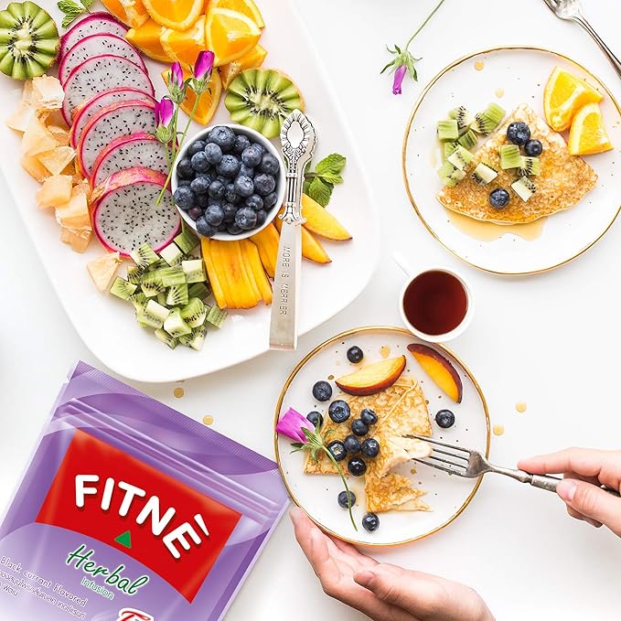 FITNE Black Currant Herbal Green Tea Fruity Garcinia Senna Infusion Gentle Detox Cleansing Boost Antioxidant Wellness Tea No Calories, 15 Tea Bags