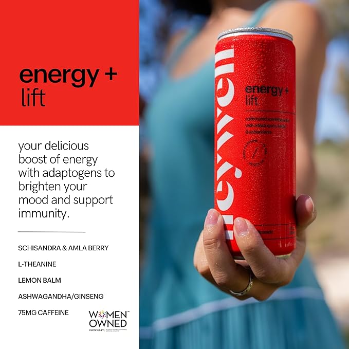 Heywell Sparkling Adaptogenic Water Energy and LIft, Cherry Limeade Flavor 12 Fluid Ounce (Pack of 12) - Caffeinated, Organic, Non GMO, Vegan, Gluten Free, Dairy Free