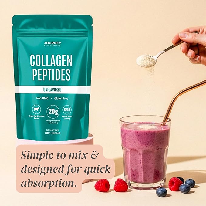 Collagen Peptides Powder, Unflavored, 1 lb – Supports Hair, Skin, Nail, Bone & Joint Health – Hydrolyzed, Grass-Fed, Gluten-Free, Keto-Friendly, Zero Sugar Protein Supplement.