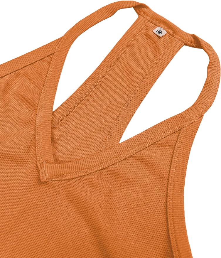 iGENJUN Workout Tops for Women Racerback Basic Tank Summer 2025 Camisole V Neck Slim Fit Ribbed Sleeveless
