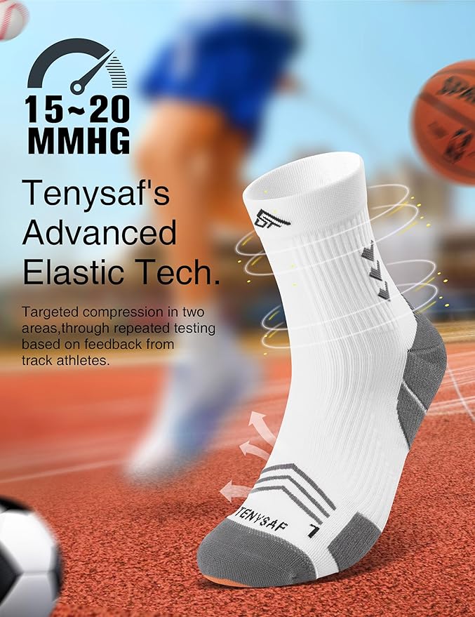 Compression Sport Running Socks: Athletic Crew Socks for Men Women Cycling Hiking Basketball Work,3 Pairs