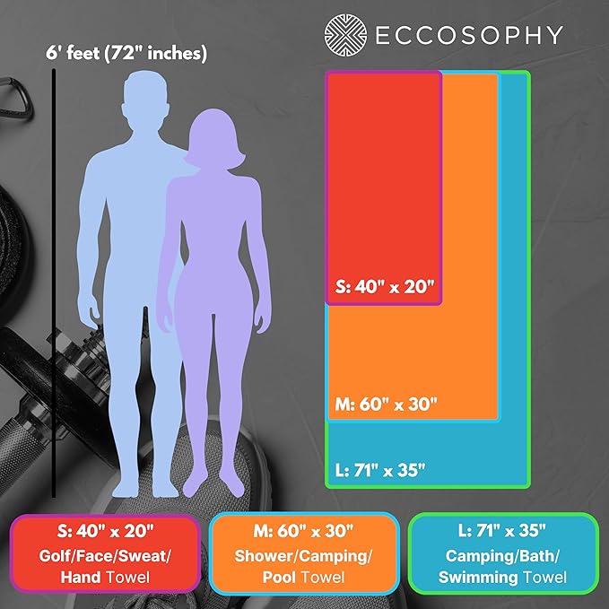 ECCOSOPHY Microfiber Beach Towel – Quick Dry Gym Towel, Highly Absorbent with Ribbed Texture, Lightweight – Ideal for Travel, Pool, Yoga, Fitness & Outdoor Adventures – 40x20 Cherry