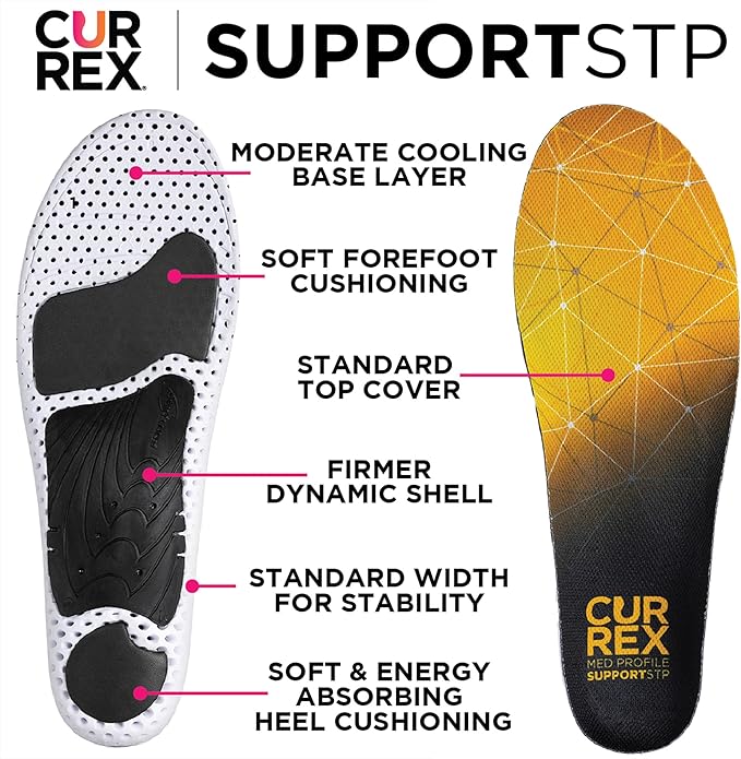 CURREX SupportSTP – Arch Support Insole w/Superior Cushioning & Airflow, Heavy Duty Shell for Less Fatigue – Comfort, Athletic, Casual and Work Shoe Inserts, Men & Women – Low Arch, XL
