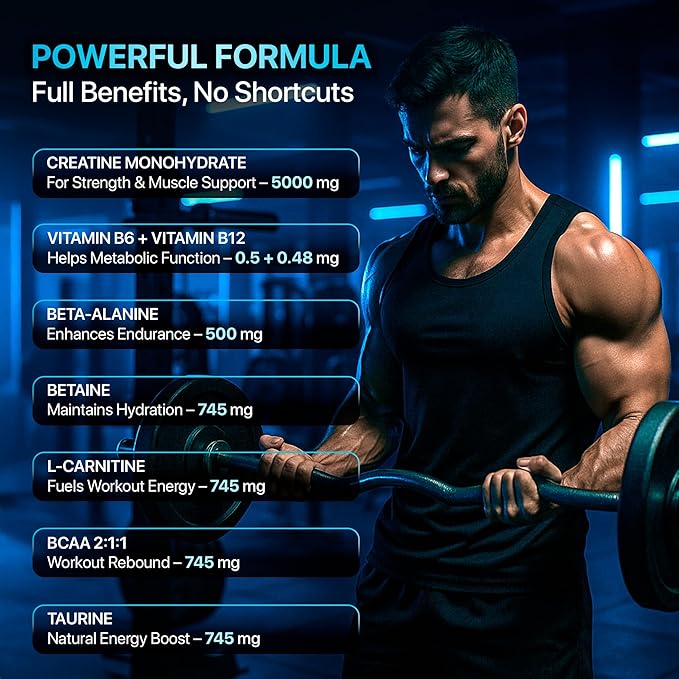 Creatine Monohydrate Gummies 8500mg Complex for Men & Women - Pre Workout Creatine Chews for Muscle Growth, Strength & Energy, Sugar Free, Vegan, Blueberry Flavor - 120 Count