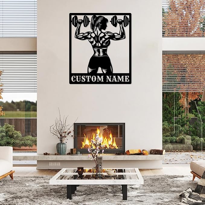 Customized Metal Gym Name Sign, Personalized Sports Room Wall Art,Metal Gym Sign,Unique Fitness Wall Sign, Gym Lovers Unique Gift, Gym Wall Art,Training Center Sign (Style-13)