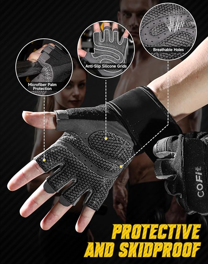 COFIT Breathable Workout Gloves, Antislip Weight Lifting Gym Gloves for Men Women, Superior Grip & Palm Protection for Weightlifting, Fitness, Exercise, Training