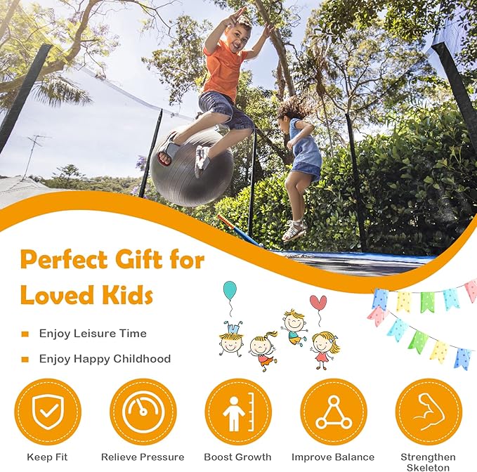 GYMAX Trampoline, 8FT 10FT 12FT 14FT 15FT 16FT Recreational Trampolines w/Safety Enclosure Net & Ladder - ASTM Certificated, Outdoor Trampoline for Kids and Adults