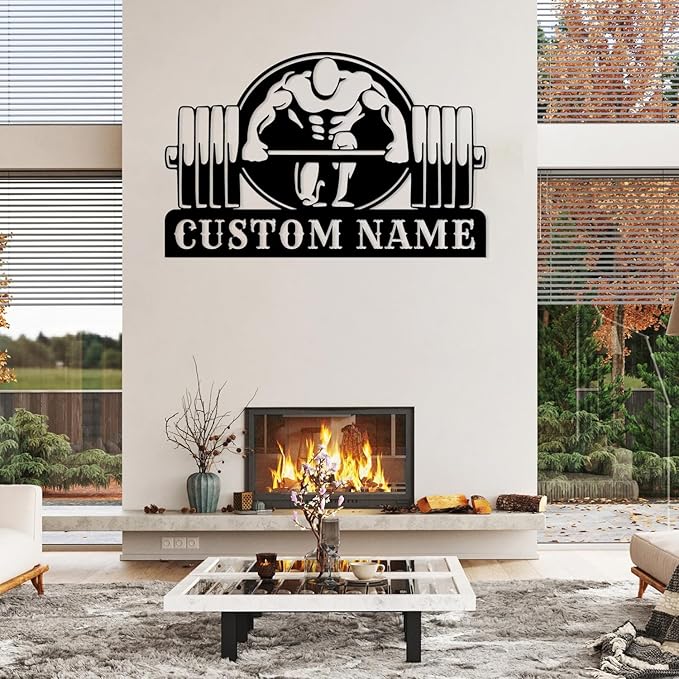 Customized Metal Gym Name Sign, Personalized Sports Room Wall Art,Metal Gym Sign,Unique Fitness Wall Sign, Gym Lovers Unique Gift, Gym Wall Art,Training Center Sign (Style-14)