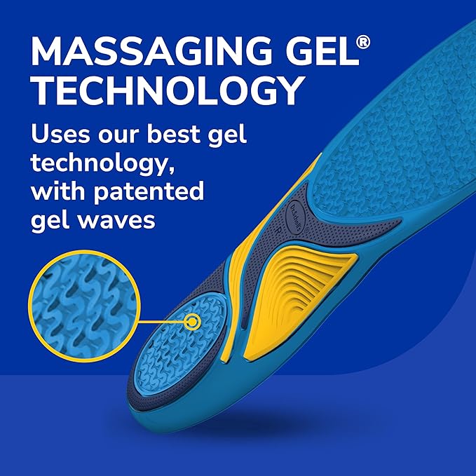 Dr. Scholl’s Energizing Comfort Men’s Everyday Insoles with Massaging Gel - Clinically Proven, All-Day Energy and Comfort Inserts, Patented Triple Gel Design, Shock Absorbing, Arch Support: 2 Pairs
