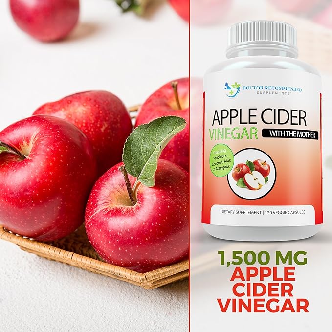 Apple Cider Vinegar Capsules - (120 Veggie Capsules) Organic ACV Supplement with Probiotics - 1500mg per Serving - Supports General Wellness & Digestive Balance - Non-GMO, Made in USA