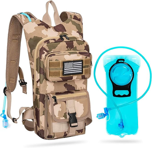 Hydration Backpack, Tactical Molle Water with 2L TPU Water Bladder, for Men Women Lightweight Water Backpack, Hydration Pack for Hiking, Biking, Climbing and Hunting