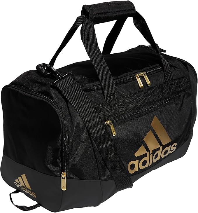 adidas Unisex Defender 4.0 Gym Duffel Bag for Men and Women, Black/Gold Metallic, Small (38L)