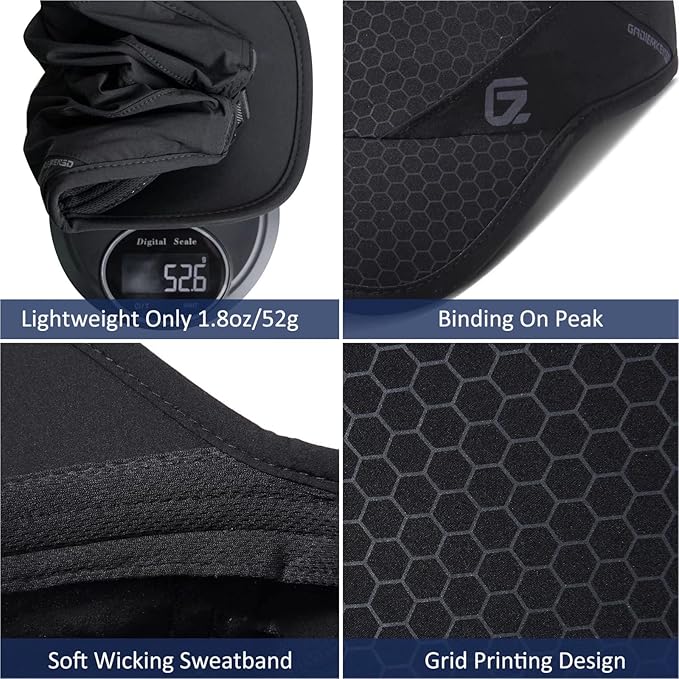 GADIEMKENSD Stretch Running Hat with Soft Brim, Quick Dry, Unstructured, Unisex-Adult