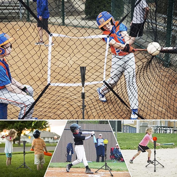 Baseball Tee Batting Tee Softball Tee Portable Travel Hitting Tee,Easy Adjustable Height,Stable Tripod Stand